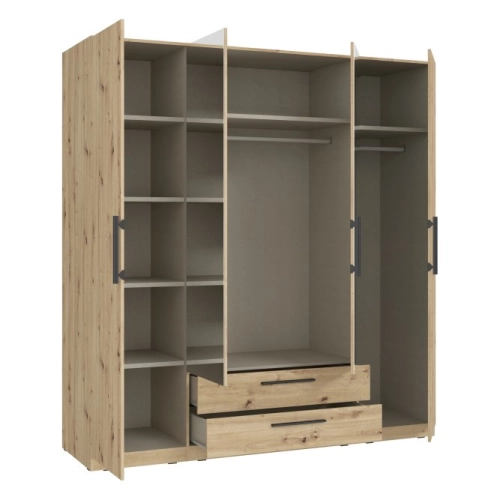 Szafa z lustrem i szufladami 200 cm Dąb Artisan